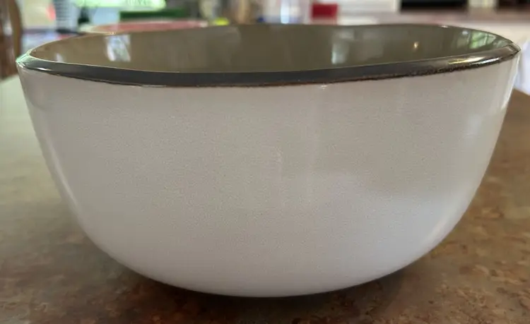 Cravings by Christy Tiegan Serving/Mixing Bowl 9 1/4" Round 4 1/4" High White/Gr