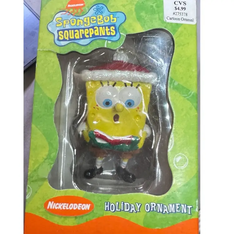 Vintage Sponge Bob Square Pants Christmas Ornament In Original Box - 2004