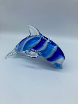 Blue Striped Glass Dolphin