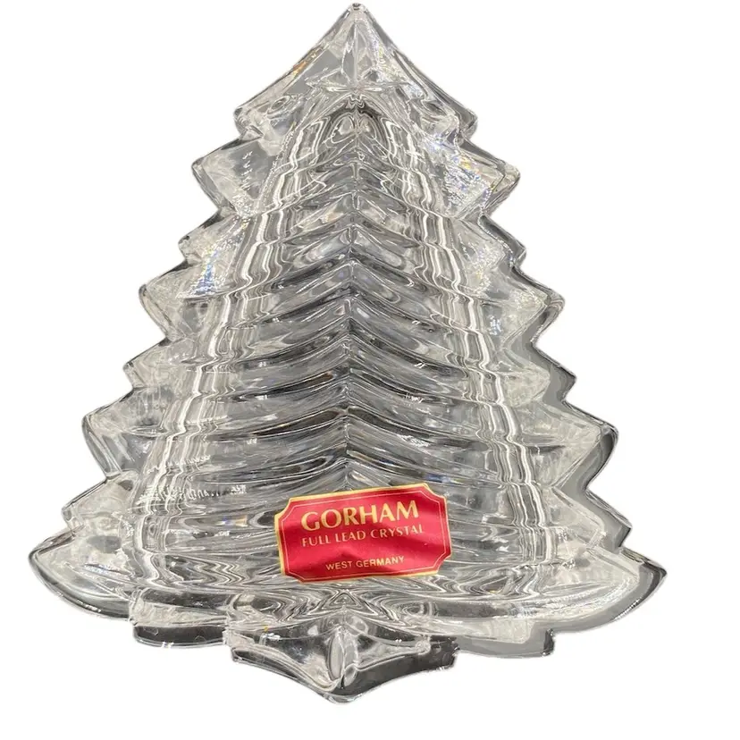 Vintage Gorham Full Lead Crystal Lidded Christmas Tree Keepsake Box, West Germany