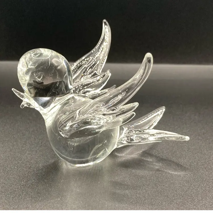 Whimsical Crystal Song Bird Paperweight! Lovely Wings And Beak!  3 3/4” Long 2 3/4” Tall 2” Wide! NO Damage!