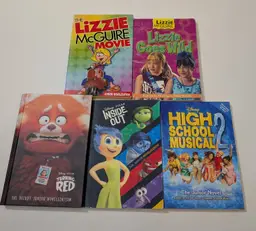 5 Children's Book Lot - 2 Lizzy McGuire, Disney Inside Out, Disney High School Musical 2, Disney Turning Red