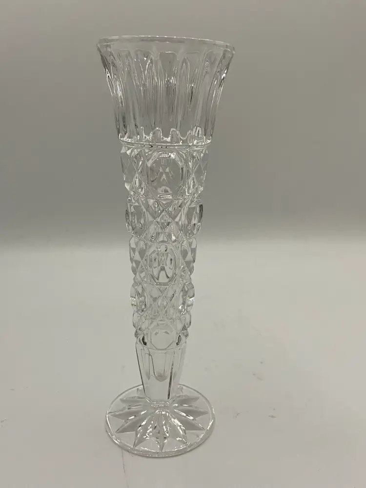 Crystal 8” Vase Star Footed Base, Buttons & Cane