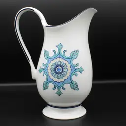Vintage Lenox Mediterra Footed Small Pitcher White Blue Teal Mediterranean Decor