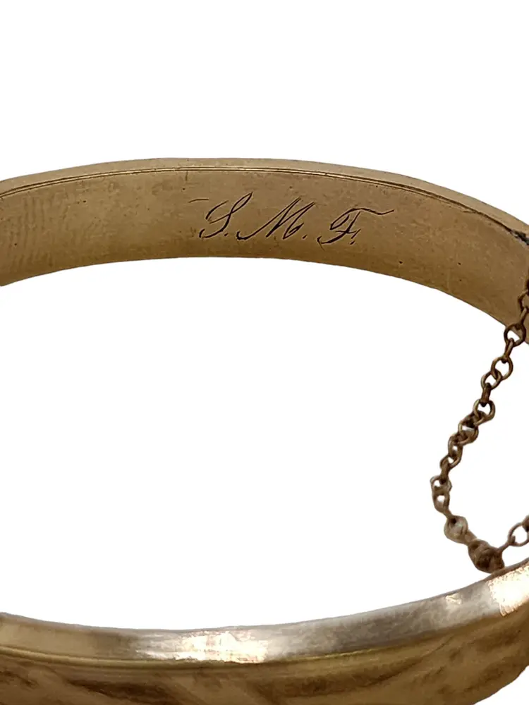 Vintage 14kt Engraved S.M.F. Childs Bangle Bracelet (A5266)