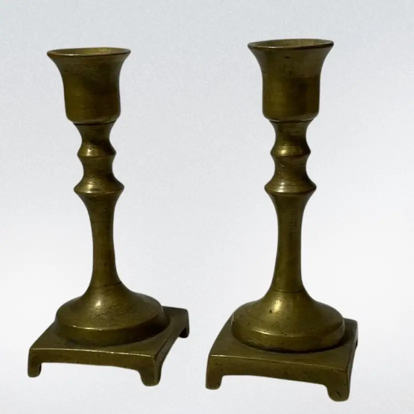 3.25” Brass Pair Mini Candle Holders 1/4” Opening