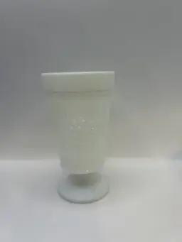 Vintage Anchor Hocking Milk Glass Goblet With Grape And Vine Pattern