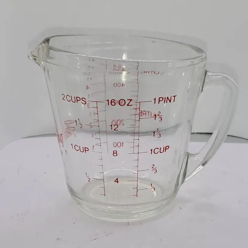 Vintage Glass Measuring Cup by Fire King/Anchor Hocking  2 Cup Capacity