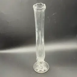 Antique Dugan Clear Glass Twig Clear Glass Bud Vase Cloudy