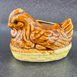 Vintage Ceramic Hen On A Nest Toothpick Holder Japan