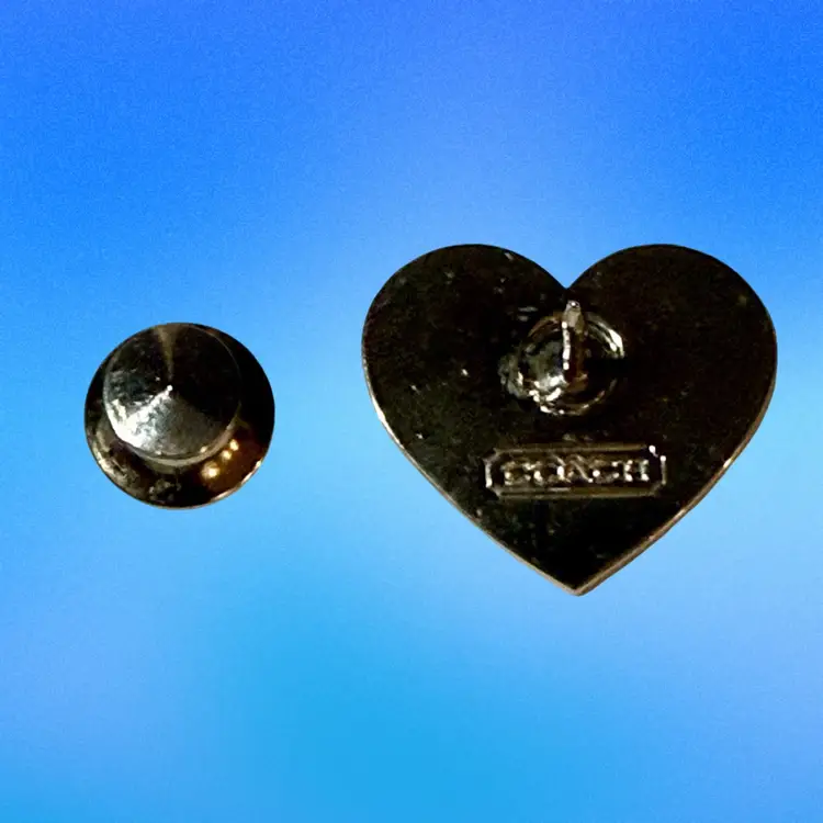 Coach Red Enamel Heart Silvertone Pin