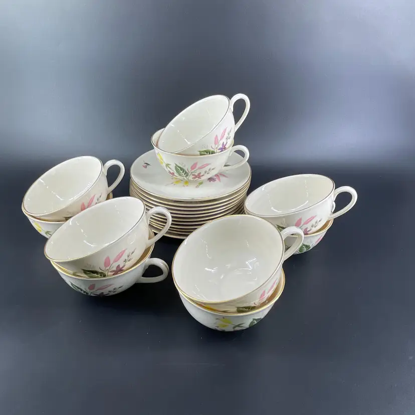 Vtg Lot 11 Pickard China April Syncron Cups & Saucers #1103