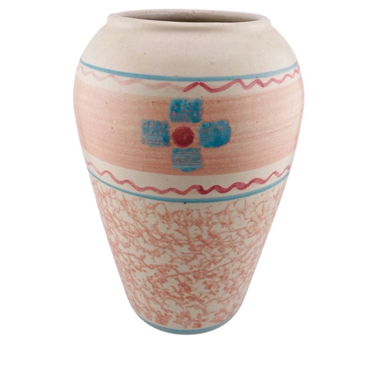 Vintage Pastel Confetti Jar Vase Pink Blue Mahon Made 1980s