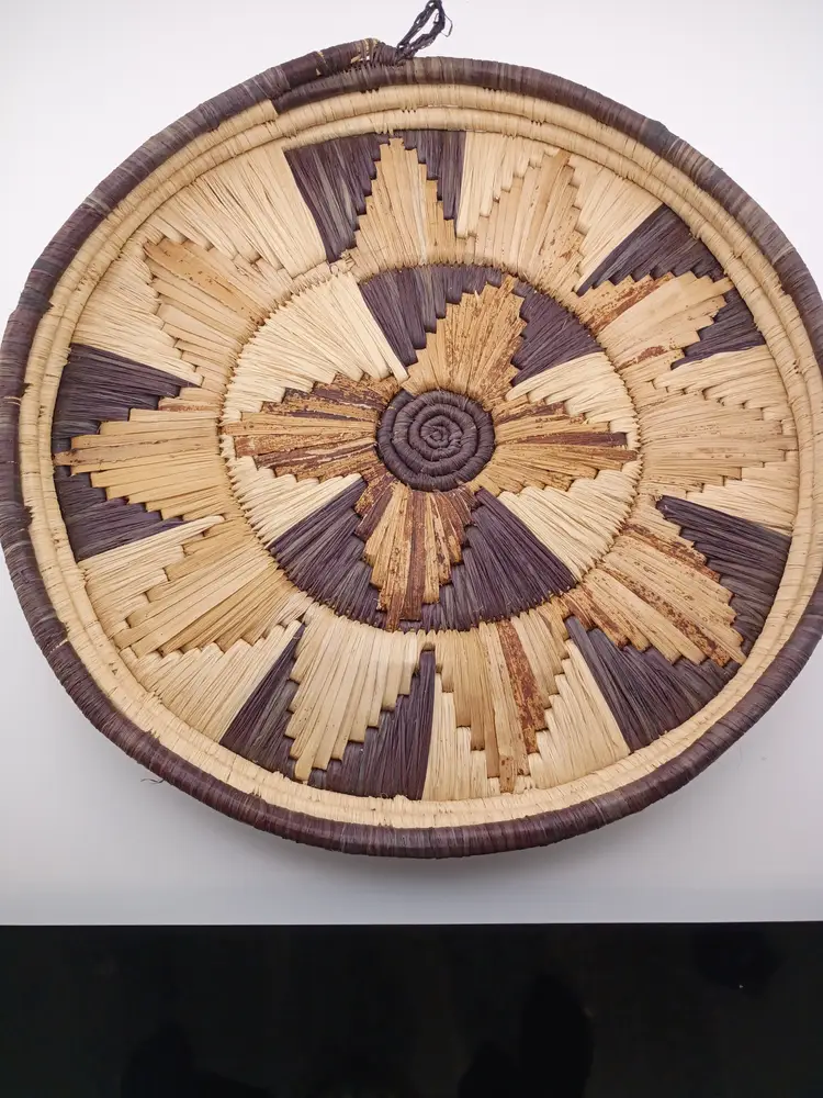 Vintage African woven basket wall hanging