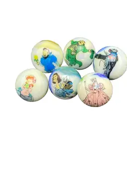 Wizard of Oz Marbles Lot of 6 Collectible Dorothy Witch Flying Monkey Glass