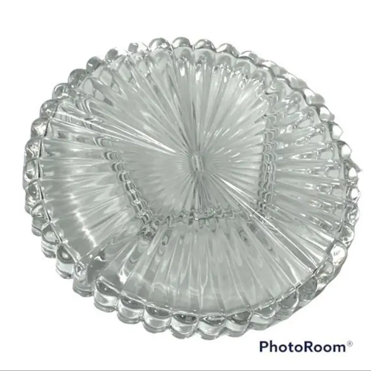 VINTAGE HEISEY Glass Divided Relish Dish Crystolite Pattern