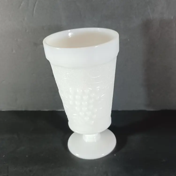 Set of 2 MILK GLASS GOBLET Vintage Anchor Hocking Colony HARVEST GRAPE Footed