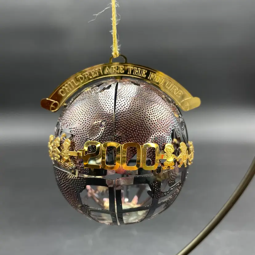 Wallace Silversmiths 2000 Children Are Our Future Metal Globe Christmas Ornament