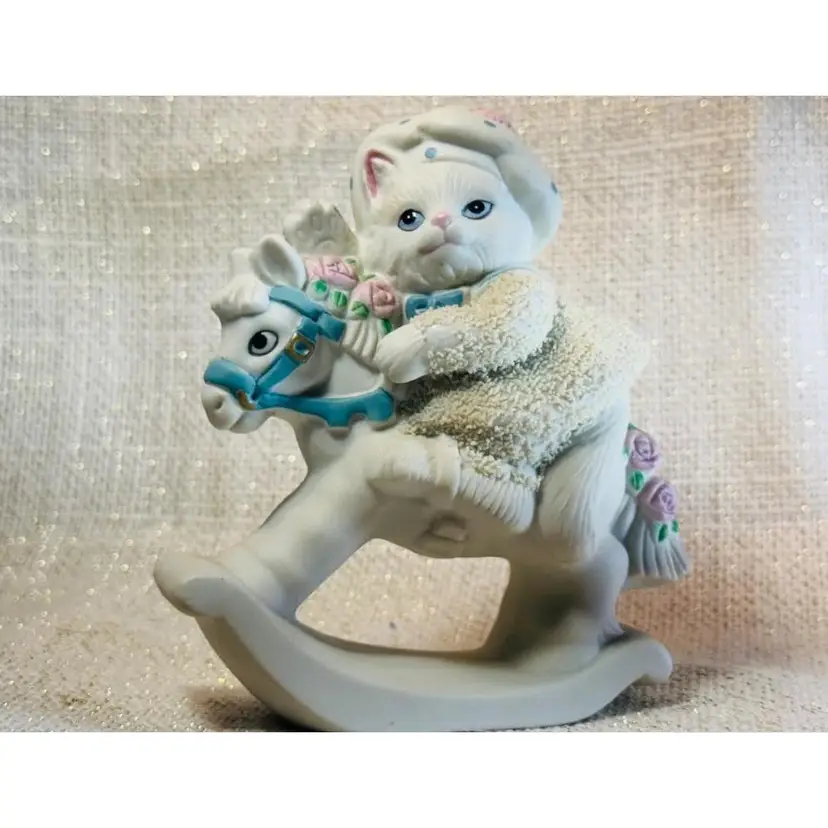 Vintage Figurine Lefton China Numbered 36 Kitty Snowflake I Love My Pony 4.5" T