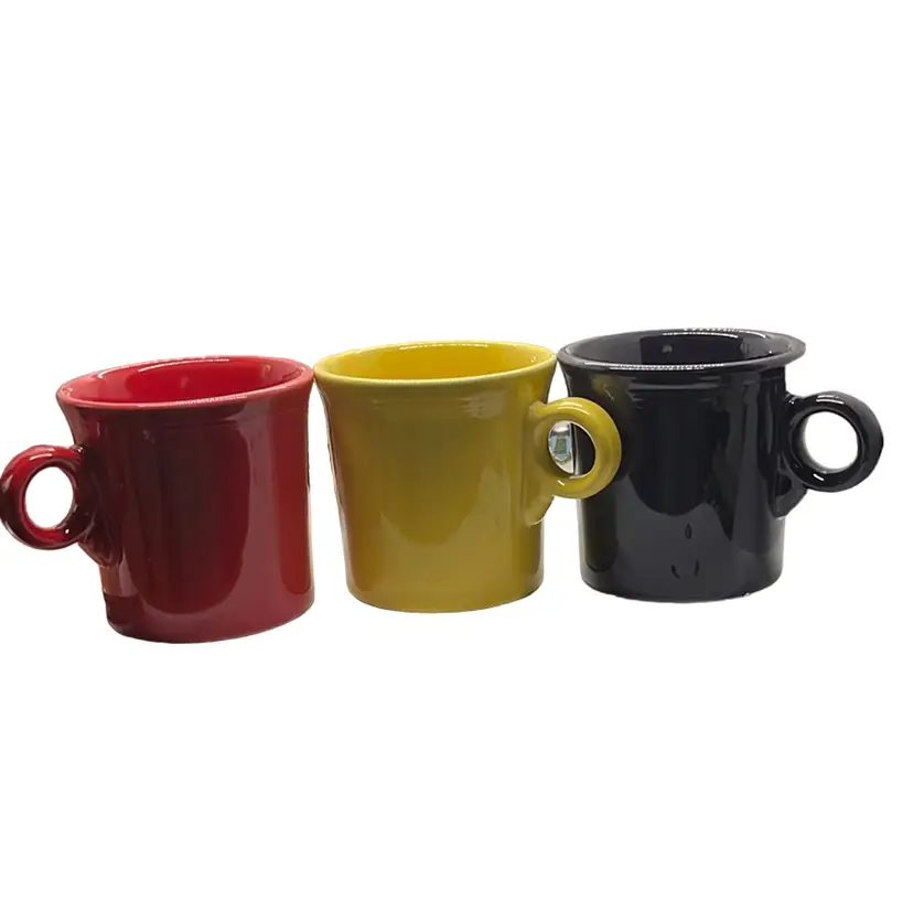 SET OF 3 FIESTA USA HLC MULTI COLOR MUGS RED, YELLOW Purple EXC. COND!