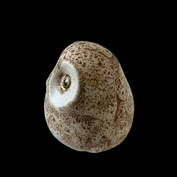 Pigeon Forge Pottery Speckled Owl Figurine 2.5” x 2.5”