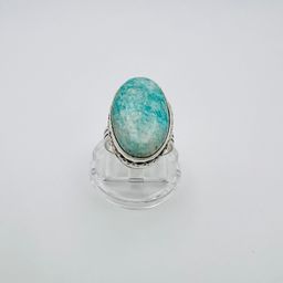 Handcrafted Amazonite Ring (size 6.25) in Sterling Silver Finish