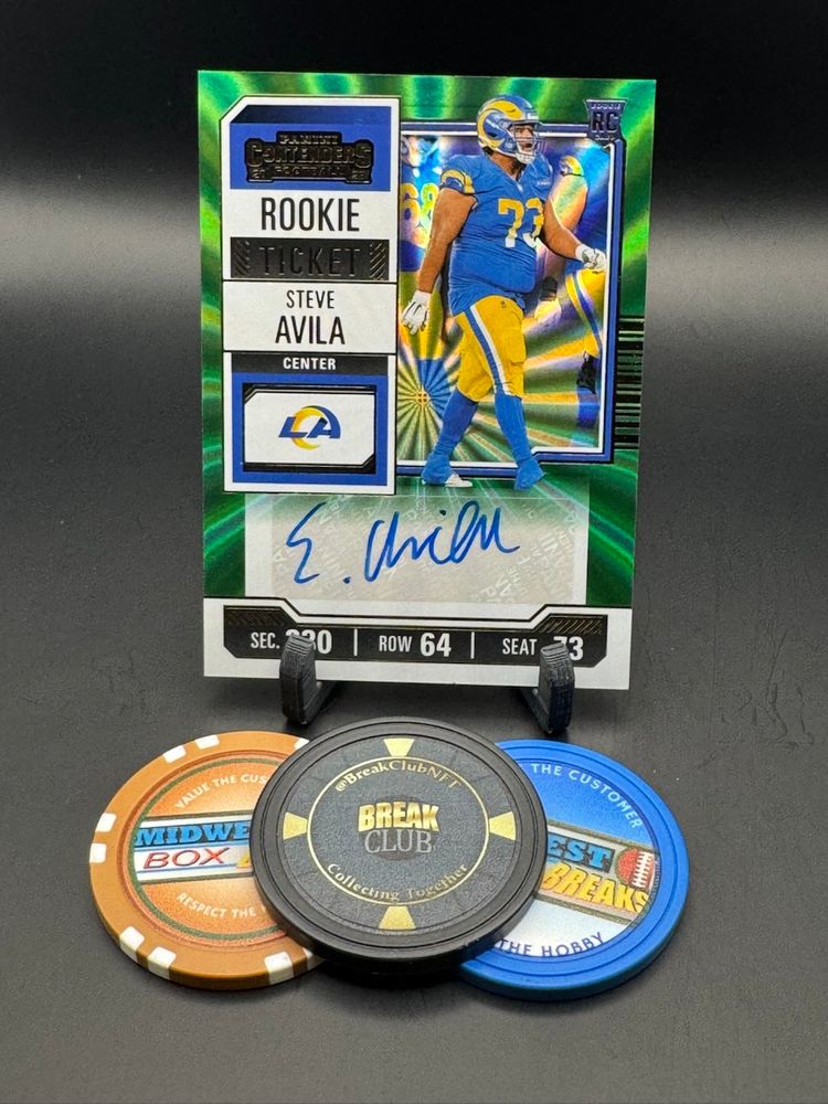 Steve Avila Rookie Ticket Auto Green Laser 2023 Contenders Los Angeles Rams