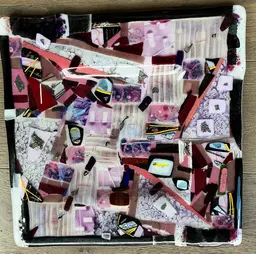 Large Art Glass Fused Multicolored Serving Plate Platter Decor