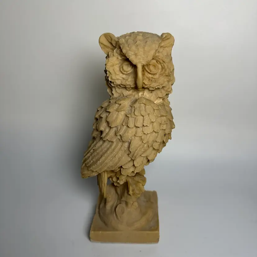 Tall Resin Hand Sculptured Owl Made In Mexico 8.75”