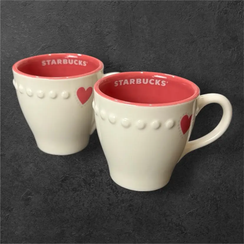 Pair Of Limited Edition Valentine’s Heart Dots Starbucks Demitasse Cups Exclusive To Japan
