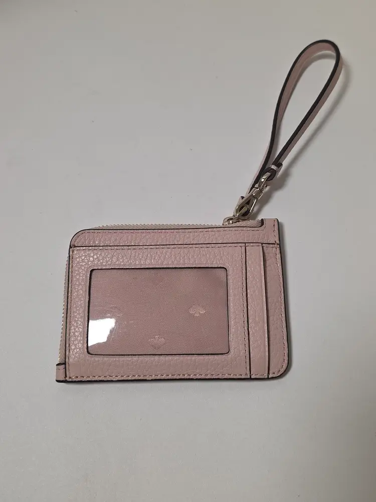 Kate Spade Wristlet Pink Pebbled Leather Key Chain Coin Purse Card Slots Zipper