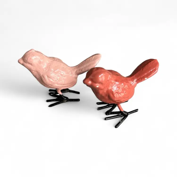 Pair Of Ganz Cast Iron Bird Figurines
