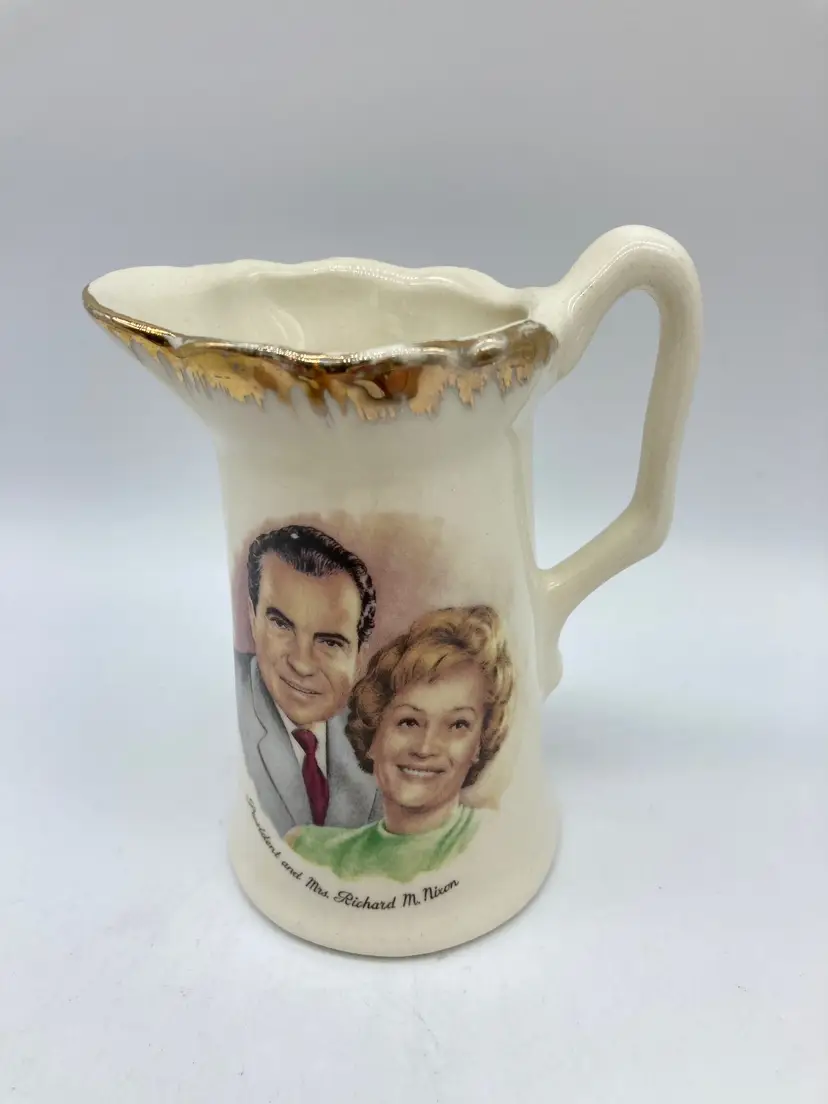 Mini Ceramic Pitcher President Richard Nixon and First Lady Pat Souvenir