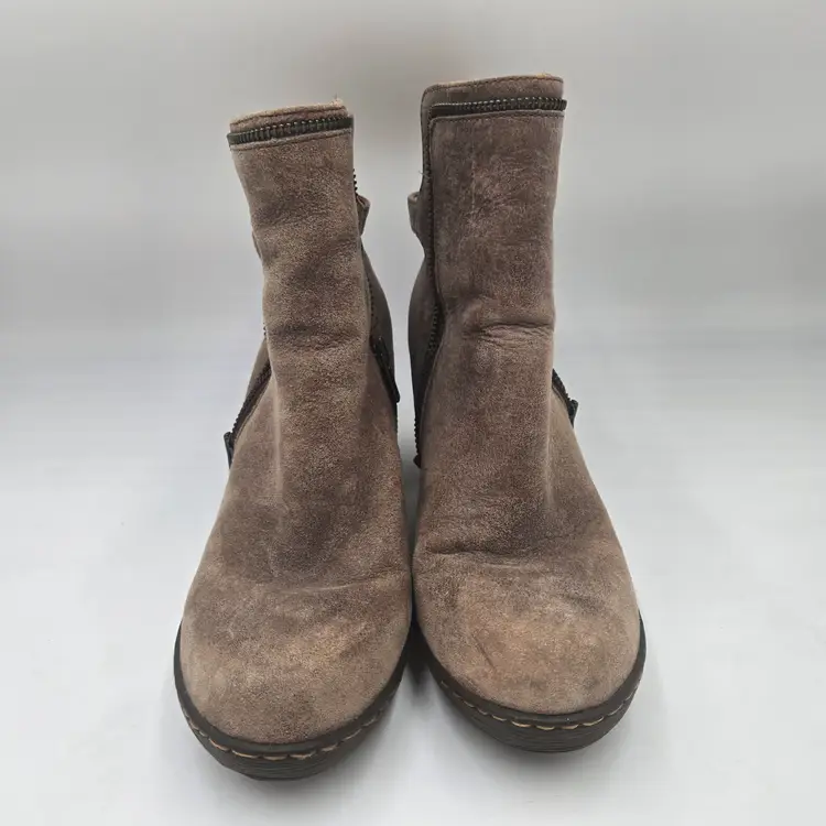 Born Christina Boots Women's 9.5 Brown Leather Distessed Moto Biker Heel Booties