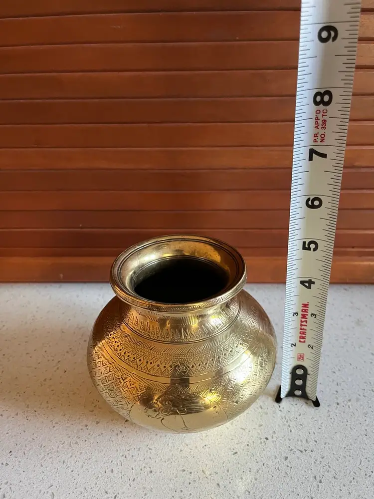 Solid Etched Brass Kalash Vase