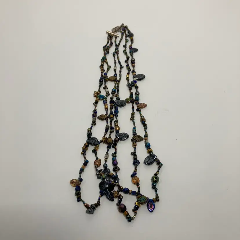 Iridescent Glass 3 Strand Necklace! 20” Plus A 1” Extender!