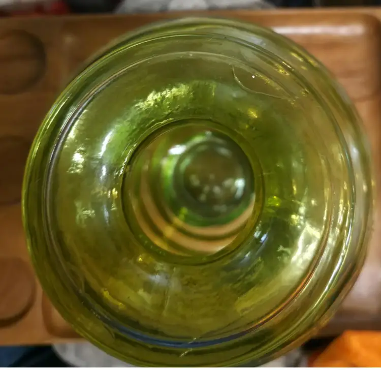 Vintage Green Art Glass Vase | Mold-Blown Hand-Finished | Mid-Century Modern Style