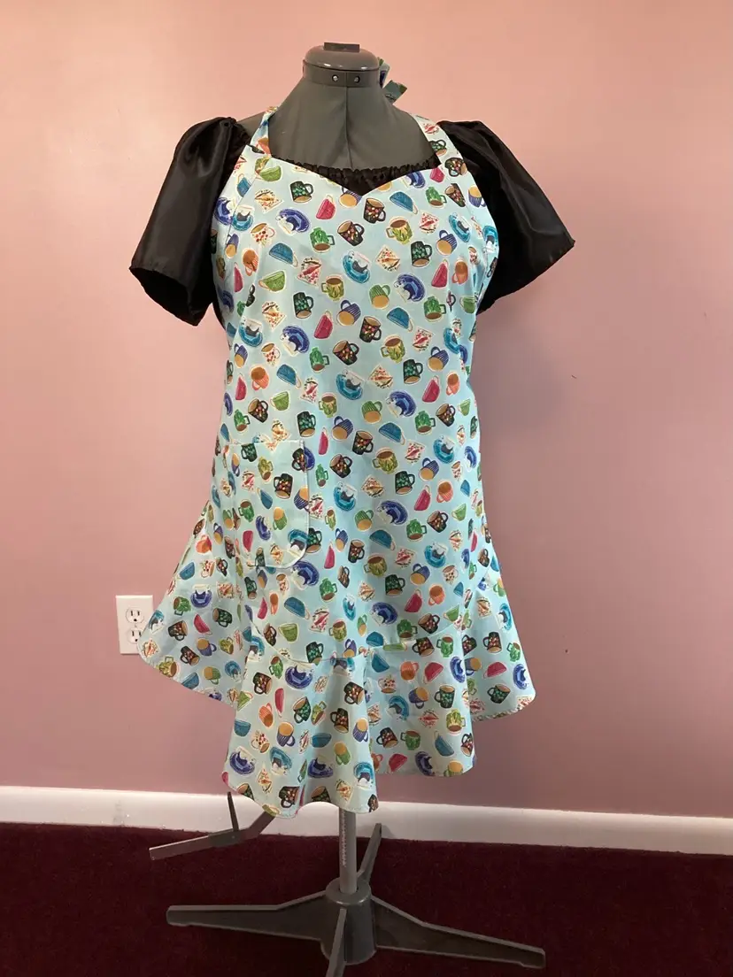 Colorful Teacup Themed Retro Style Apron