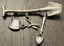 VTG Marjolein Bastin Pewter Gardening Brooch Signed