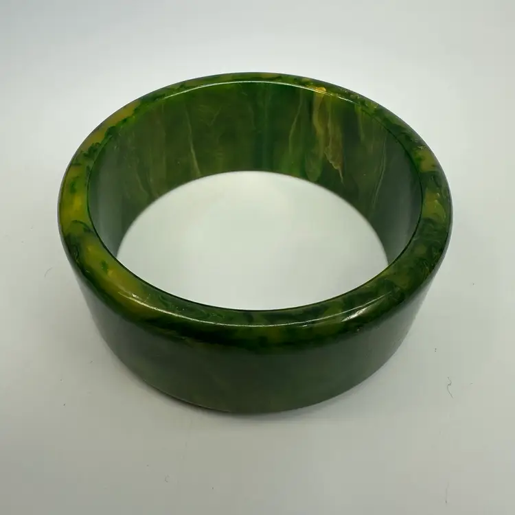 Bakelite Marbled Green Bangle 1”