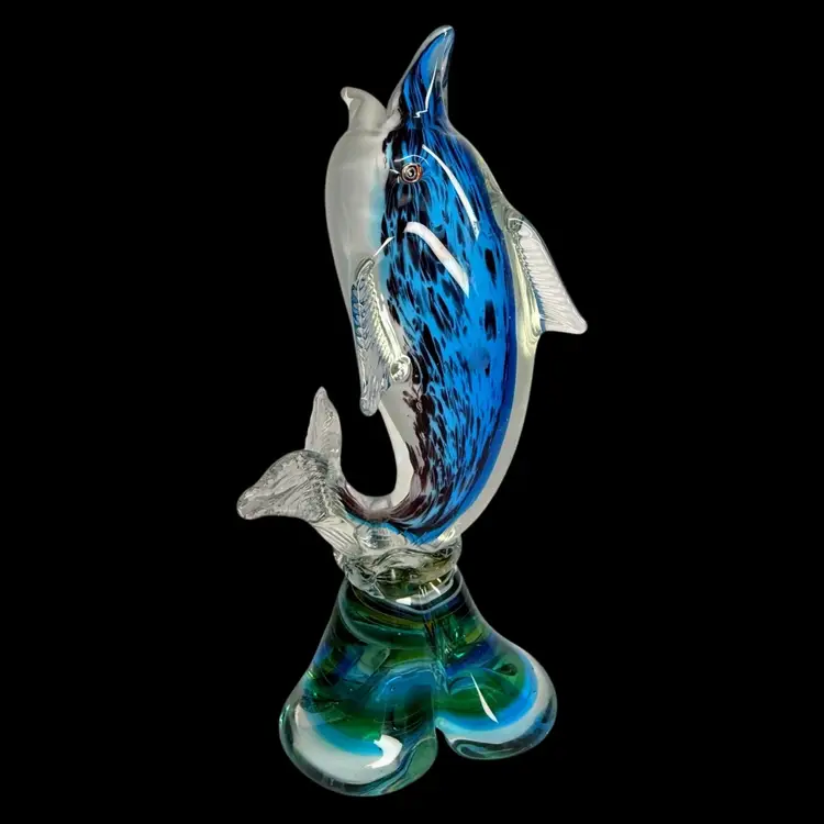 Art Glass Fish Dolphin Sculpture 9”