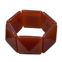 Vintage MCM Chunky Amber Lucite Pyramid Domed Stretchy Bracelet