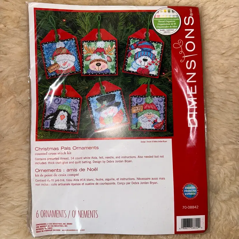 NOS Dimensions Christmas Pals Ornaments Counted Cross Stitch Kit