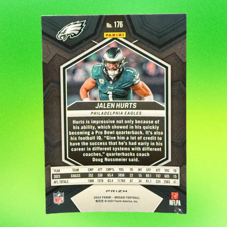 Jalen Hurts 2024 Mosaic Reactive Yellow Prizm #176 Eagles