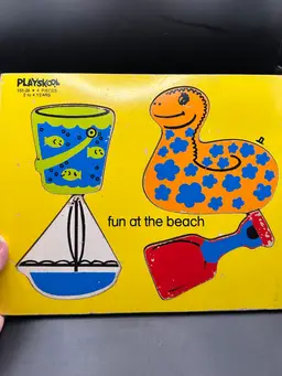 Vintage Playskool Wood Puzzles Fun At The Beach Wooden Kids Puzzle