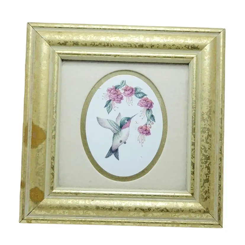 Vtg FEATHERED FRIENDS "RUBY THROATED HUMMINGBIRD" HEARTFELT COLLECTION 4 X 4