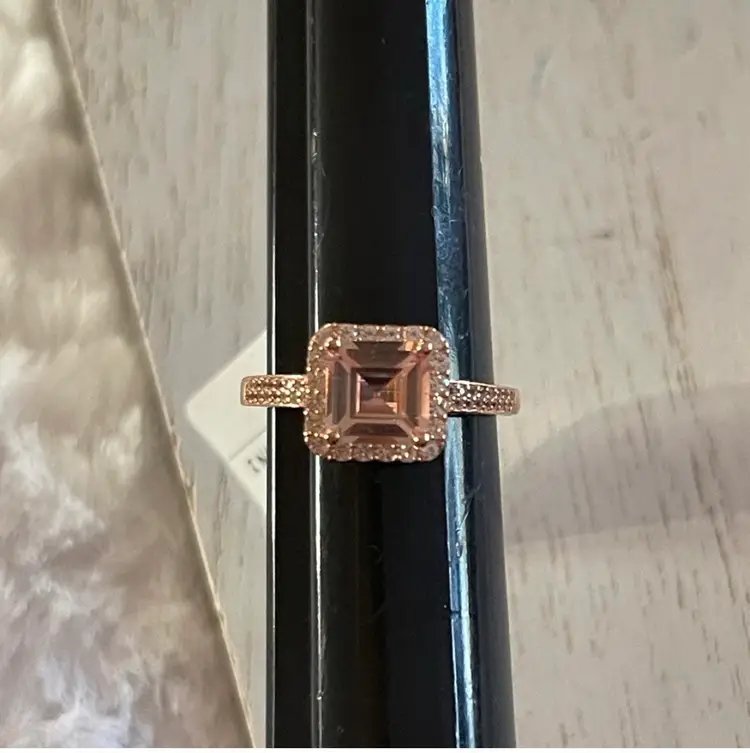 Champagne & white sapphire 14k rose gold size 7 ring