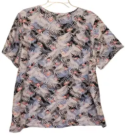 CJ Banks Woman 2X Top Shirt Short Sleeve Flamingos Palms Tropical Pink Blue