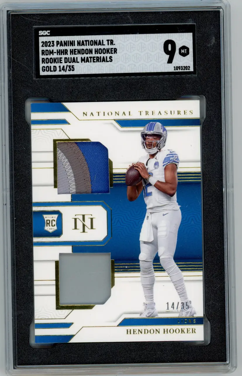 2023 Panini National Treasures HENDON HOOKER RC Rookie /35 Gold Dual Relic SP #RDM-HHR LIONS SGC 9 MT