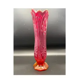 Vintage Indiana Iridescent Sunset Carnival Heirloom Series Swung Glass Vase - 11 in